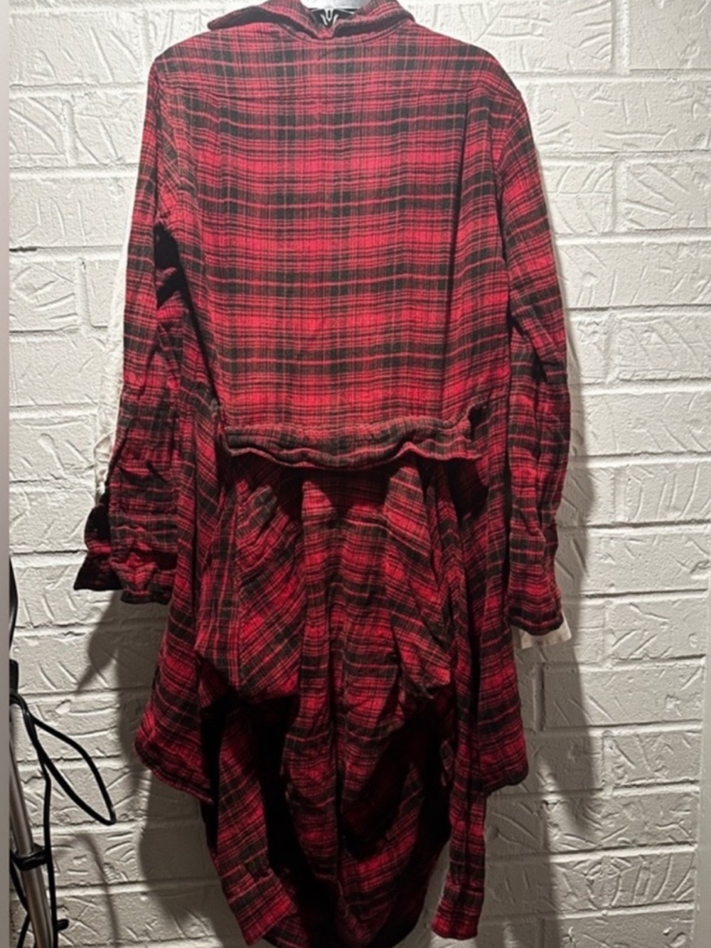 R13 Tie Waist Midi Shirt Dress - Red/Black Plaid Size XS - Picture 4 of 12